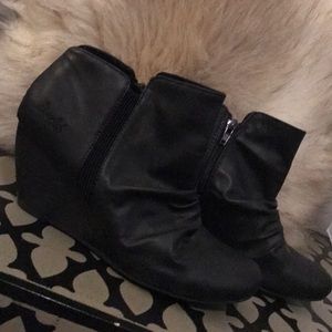 Black wedge booties